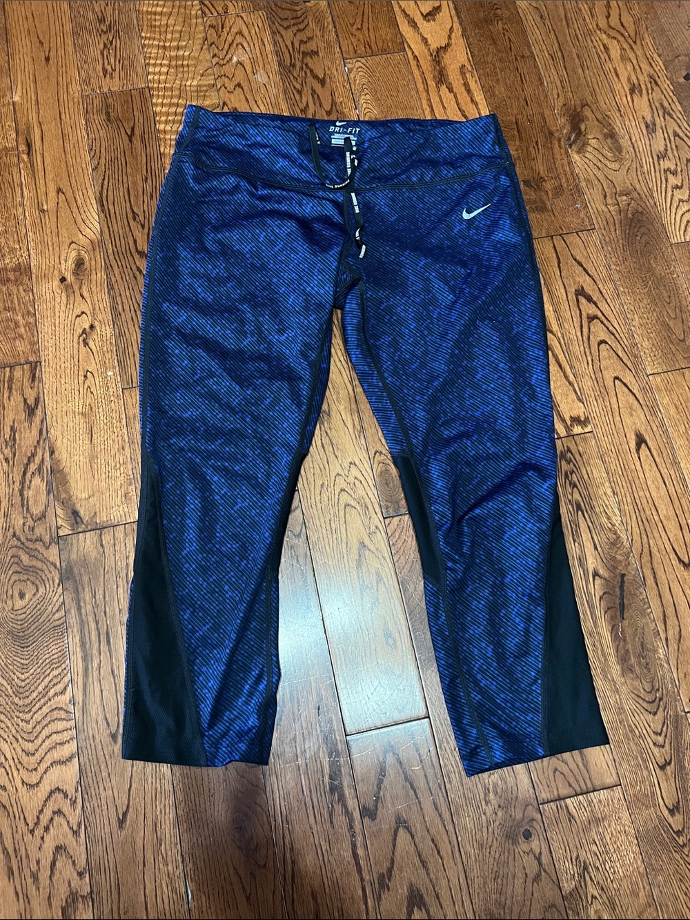 Nike Blue and Black Capri Workout Leggings
